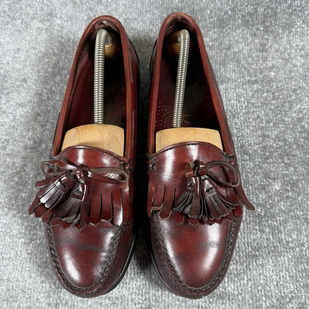 Lands' End Tassel Loafer Men's 9 Burgundy Leather Slip On